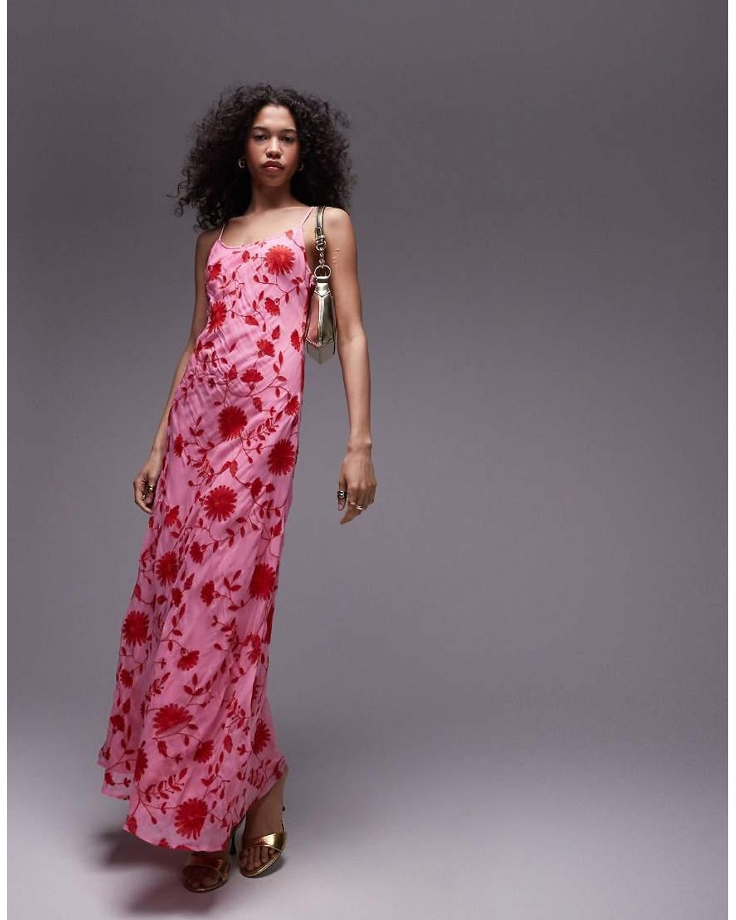 topshop floral embroidered dress TOPSHOP Floral Embroidery Maxi Slip Dress in Red