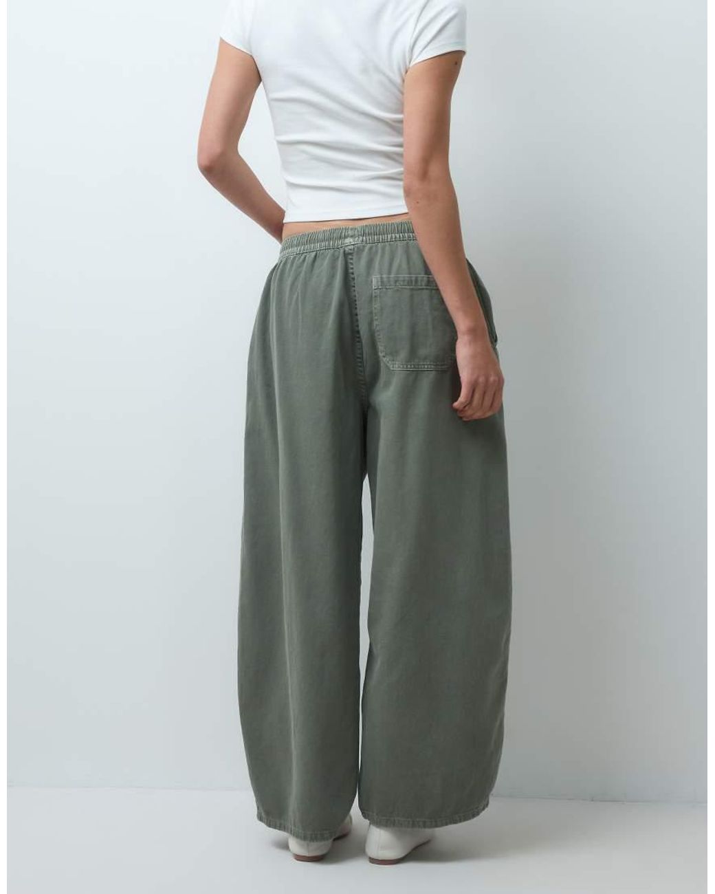 ASOS Green Pull On Barrel Tie Waist Pants