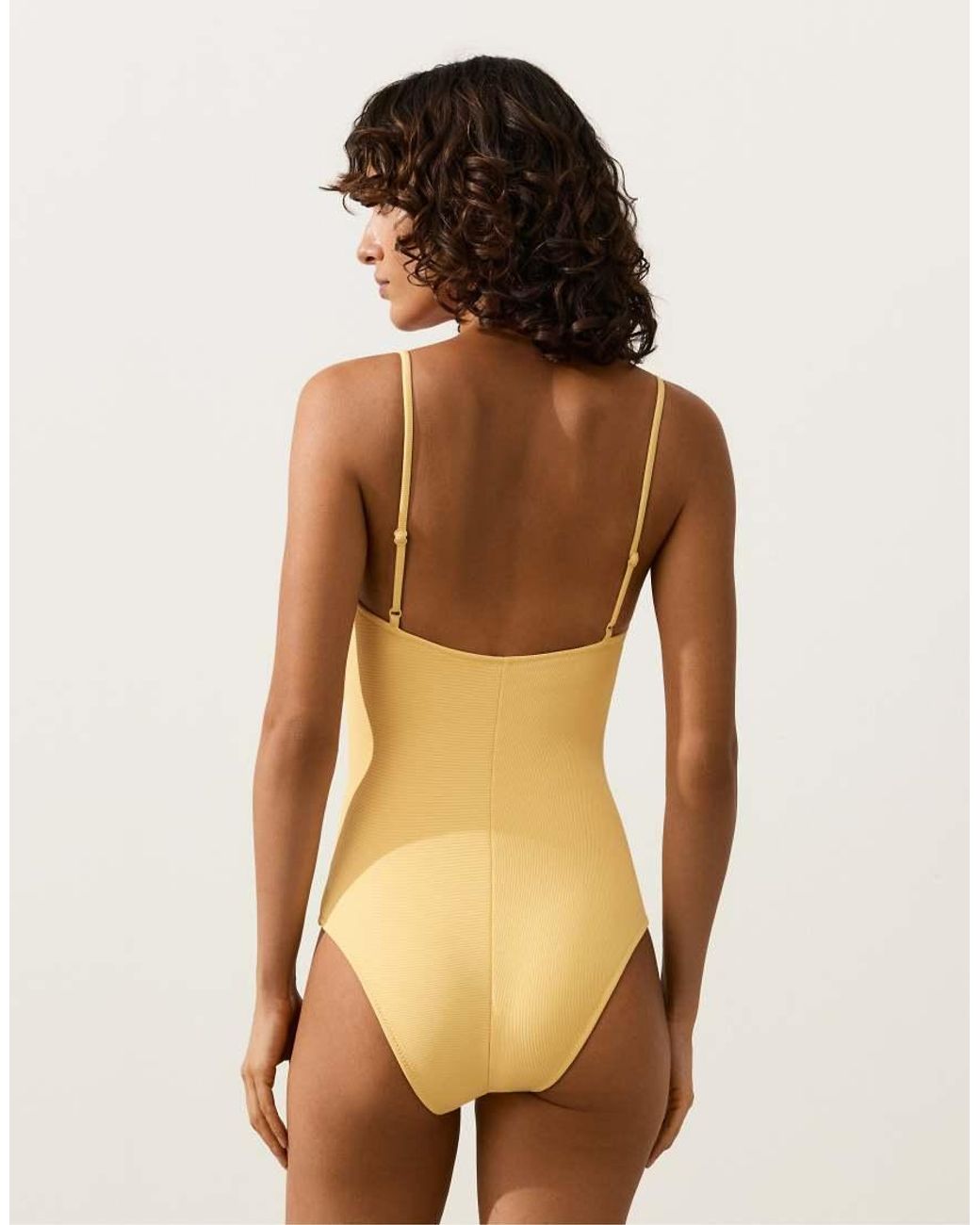 Oysho Natural Rib Bandeau Swimsuit