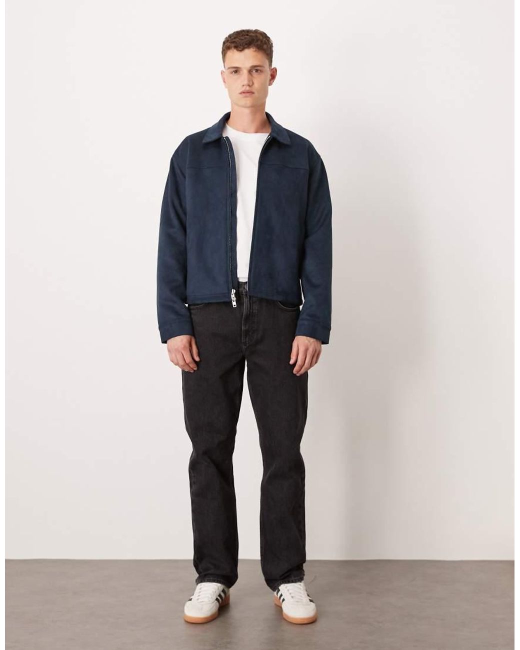 Abercrombie & Fitch Blue Lightweight Cropped Vegan Suede Jacket for men