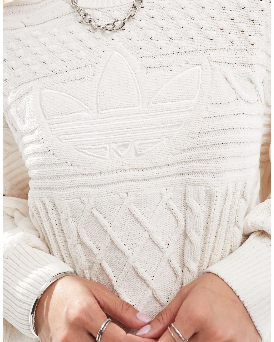 【adidas】Originals cable knit trefoil logo knitted bottoms adidas-originals-White-Cable-