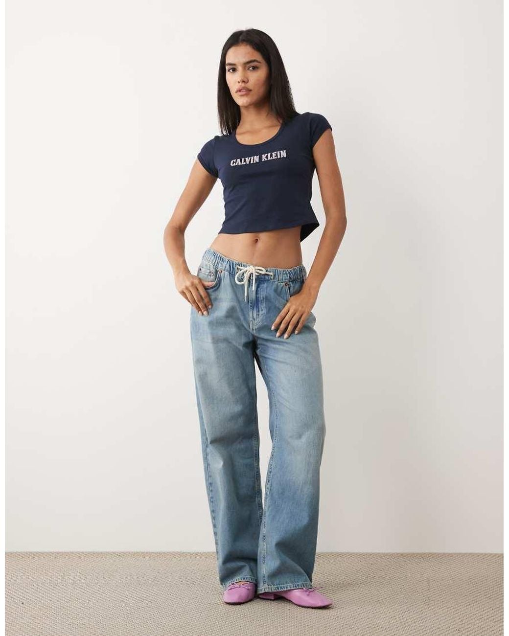 Calvin Klein Blue Varsity Logo Baby Tee