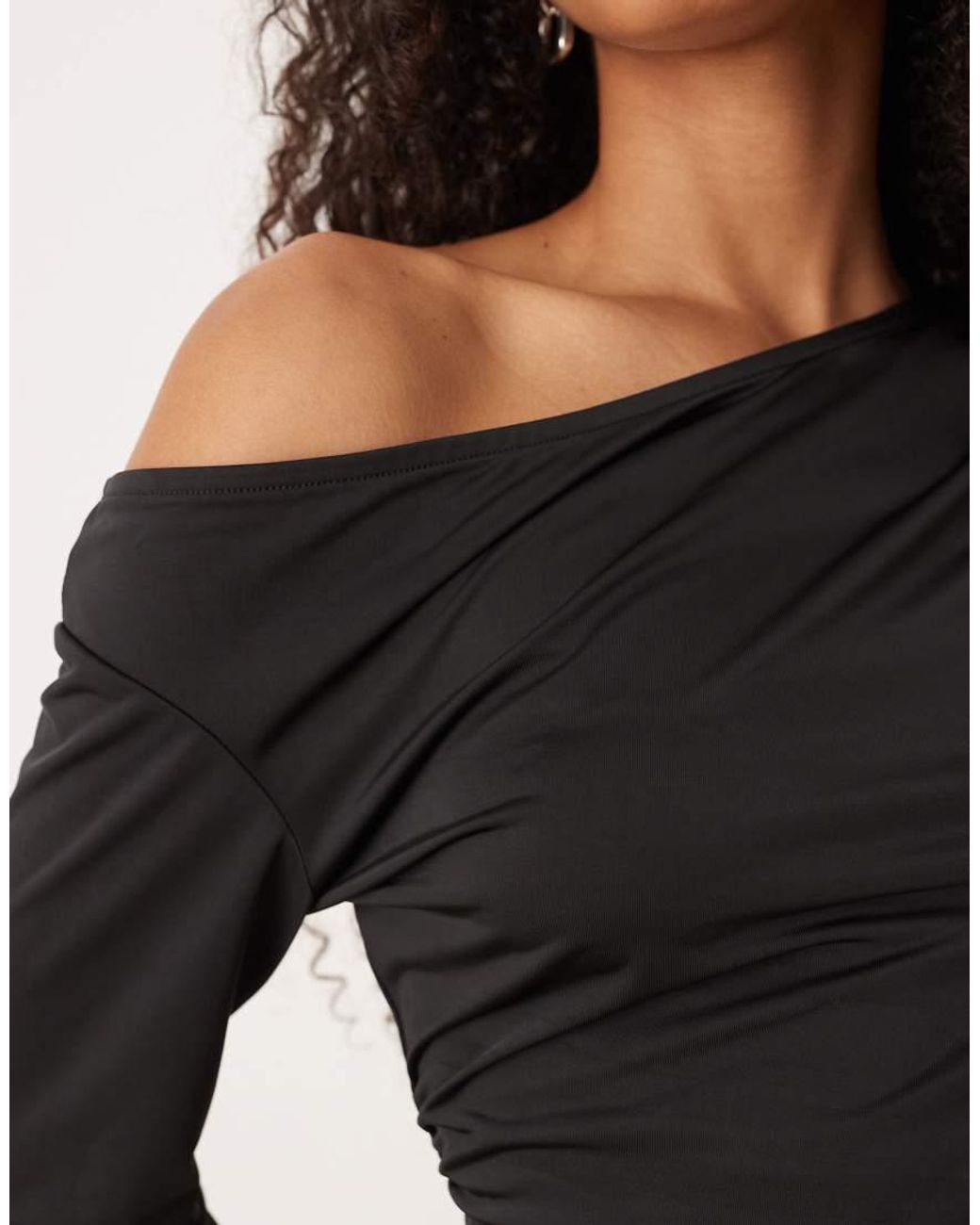 Aware Black Slinky Drapey Long Sleeve Top