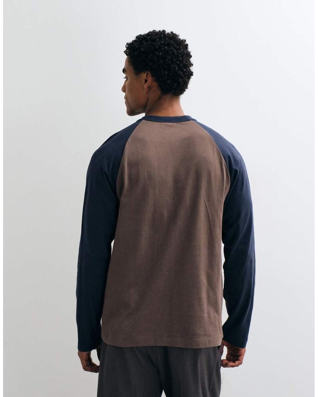 ASOS Blue Relaxed Long Sleeve Raglan T-Shirt for men
