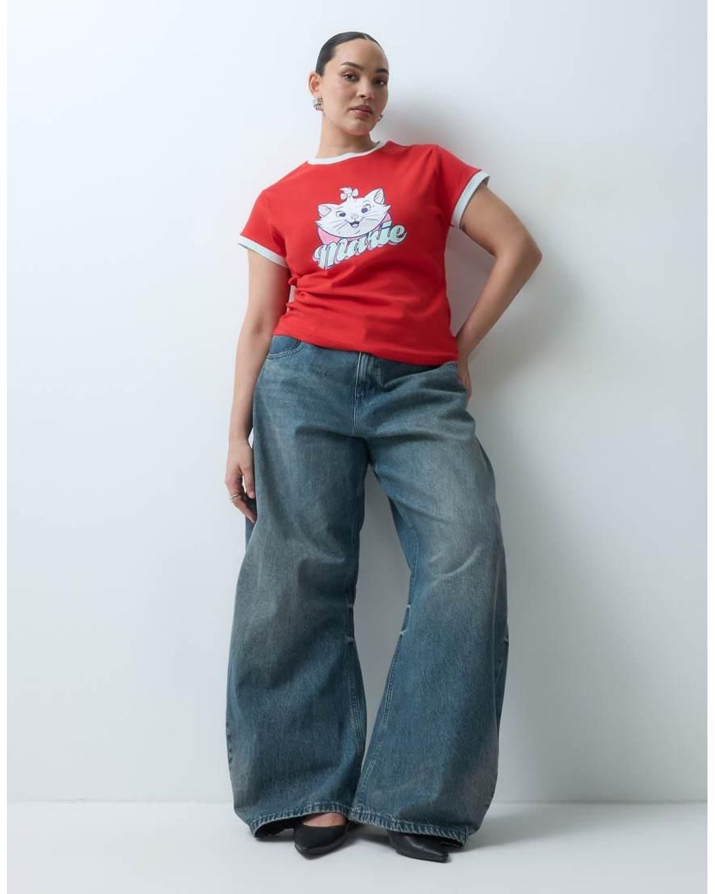 ASOS Red Asos Design Disney Curve Ringer Baby Tee With Marie