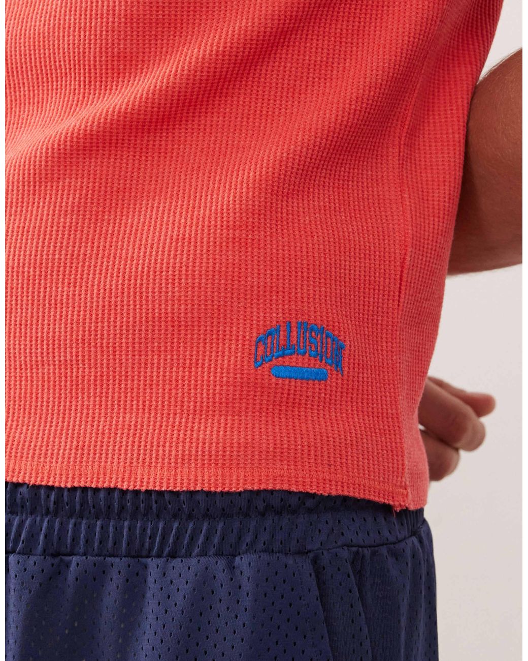 Collusion Red Ribbed Muscle Singlet for men