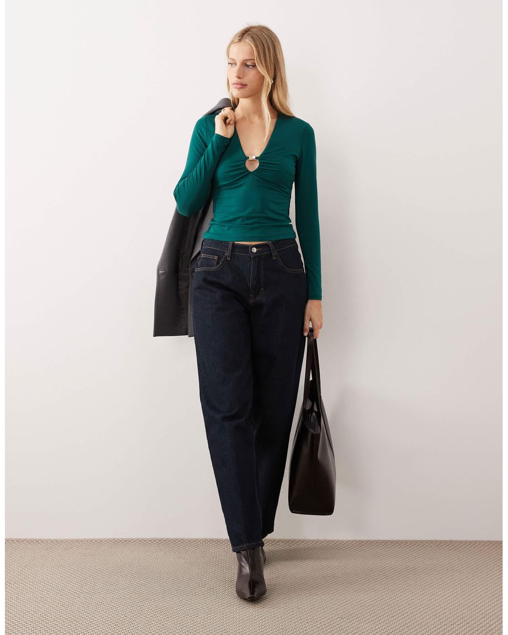 Abercrombie & Fitch Green – bh-freies, langärmliges oberteil