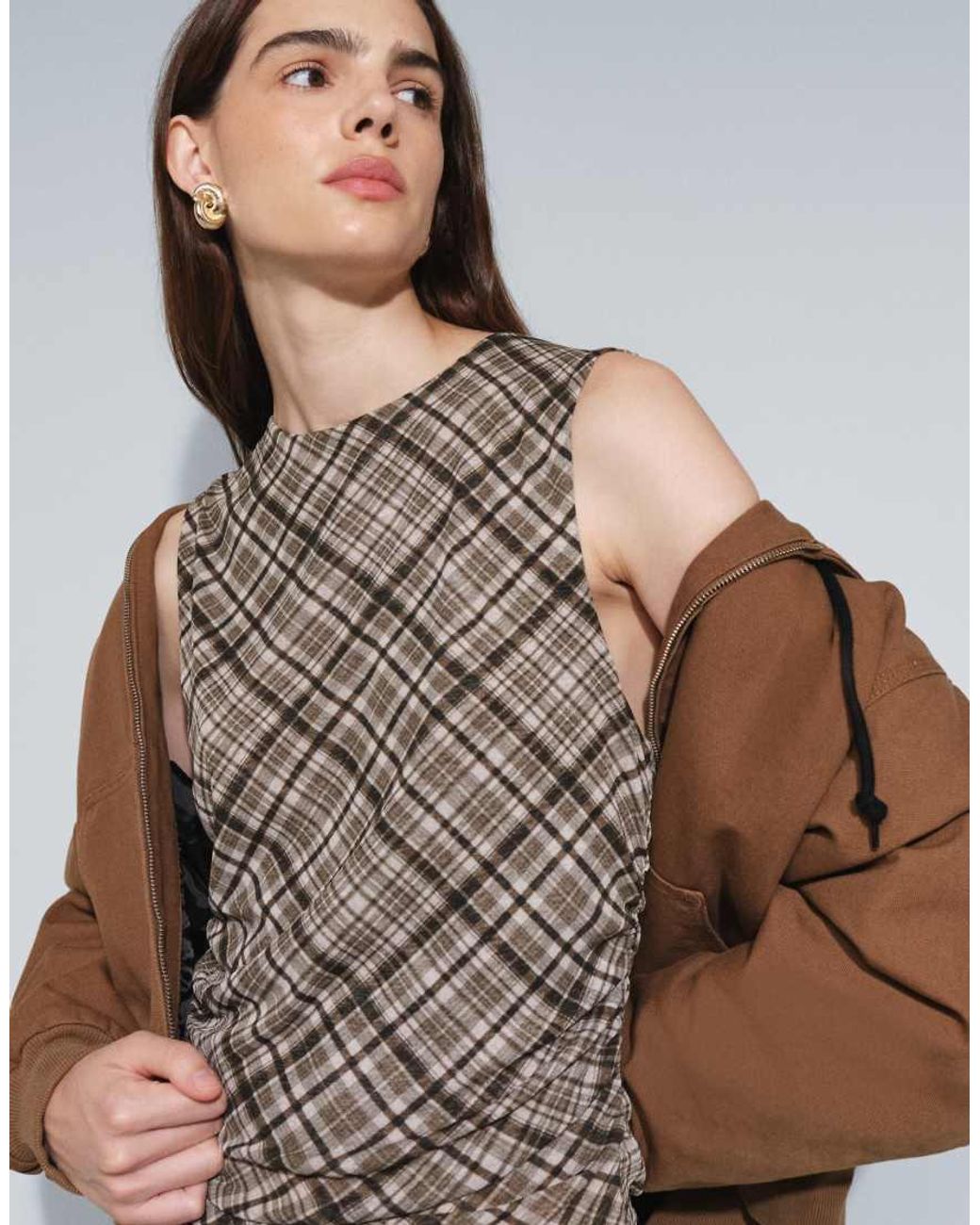 Mango Brown Sleeveless Top