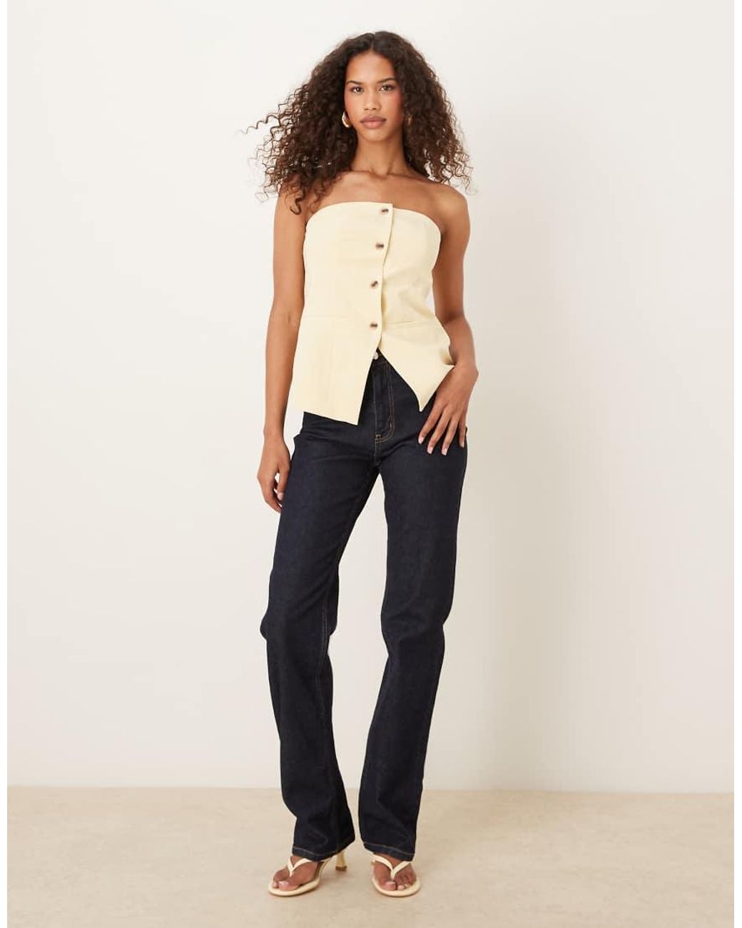 Vila Natural Mix & Match Bandeau Tailored Waistcoat Co-ord