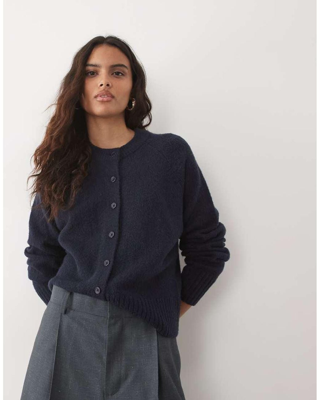 Threadbare Blue Crew Neck Cardigan