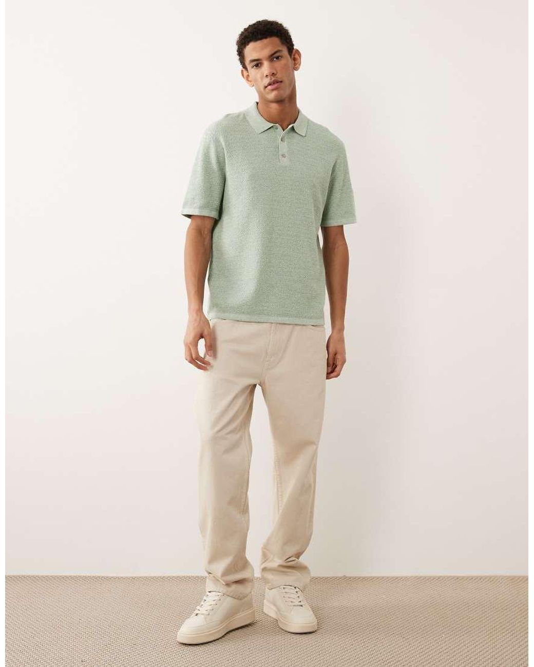 Jack & Jones Green Knitted Polo With Short Sleeves for men