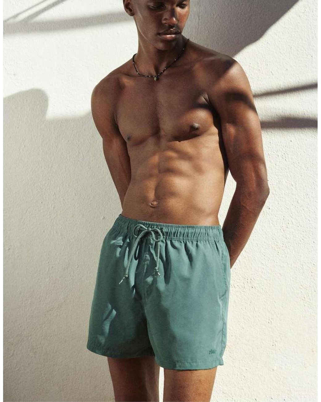 Pull&Bear Green Basic Swimming Trunks for men