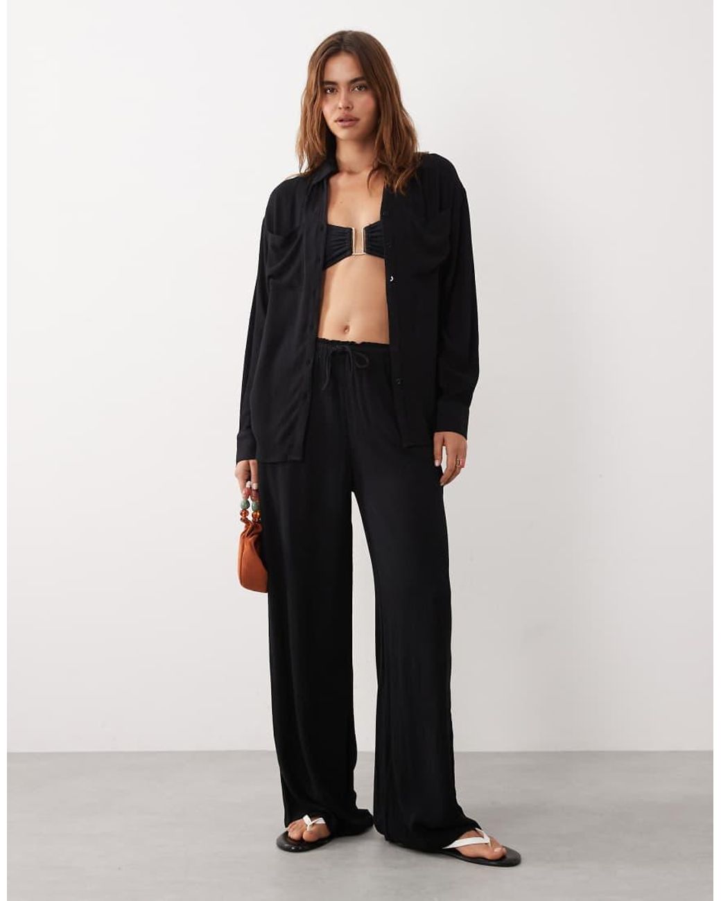 Brave Soul Black Textured Beach Shirt