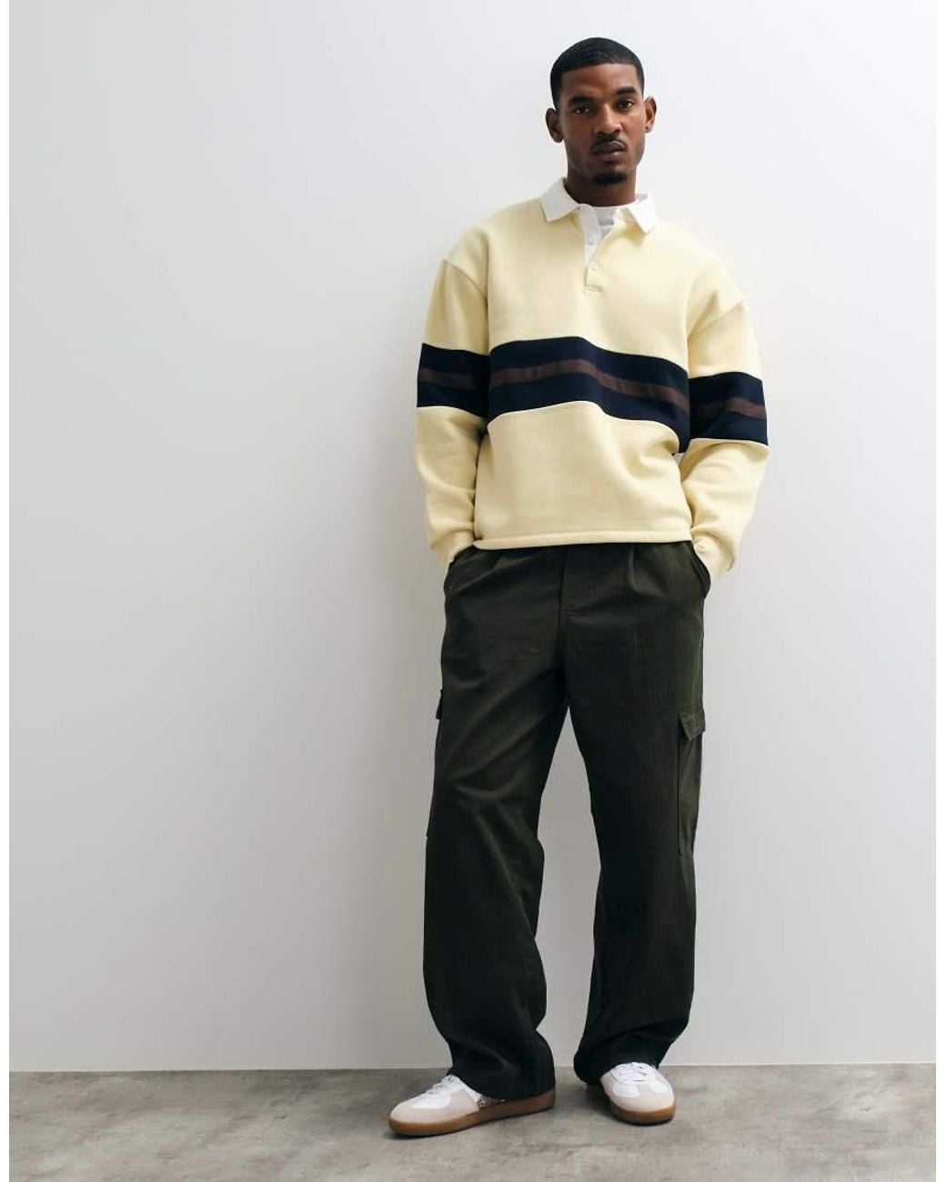 ASOS Yellow Oversized Rugby Polo With Contrast Panelling for men