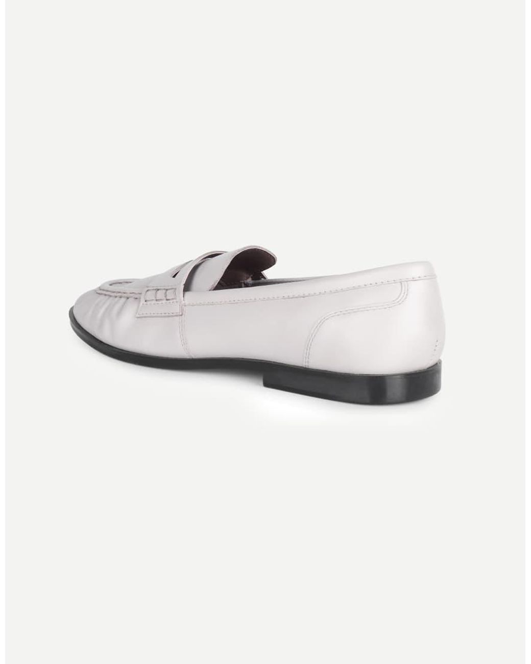 OFF THE HOOK White Sienna Real Leather Loafers With Ruched Detail