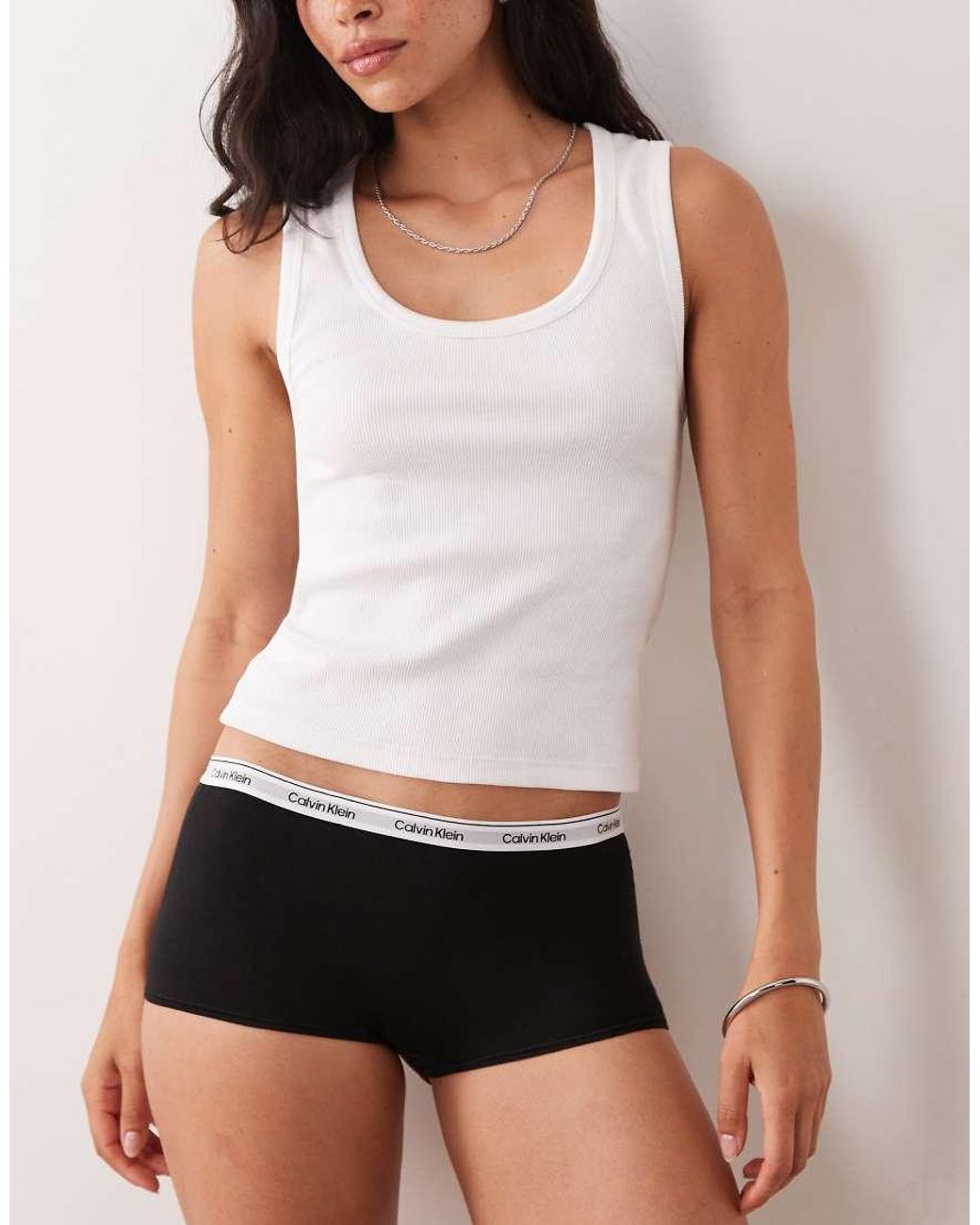 Calvin Klein Black Modern Logo Mid-rise Boy Short