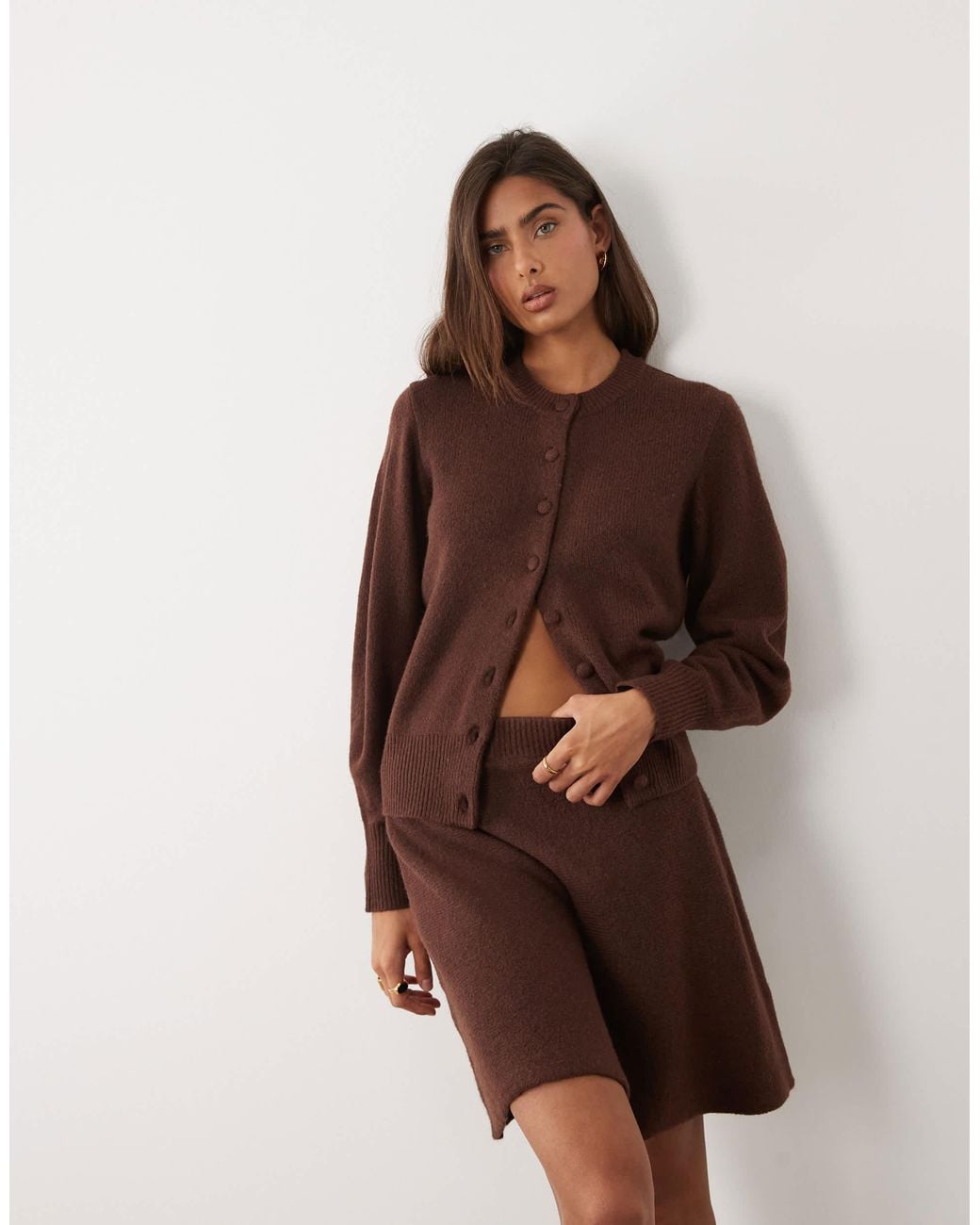 ASOS Natural Knitted Mini Skirt With Wool
