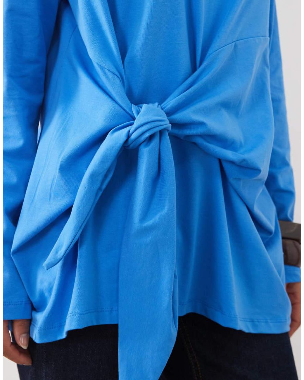 ASOS Blue Long Sleeve Tie Waist T-shirt