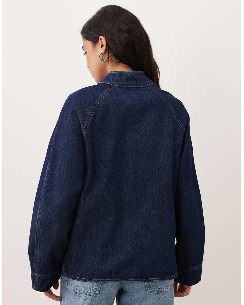 ASOS Blue Denim Collar Detail Jacket With Trims