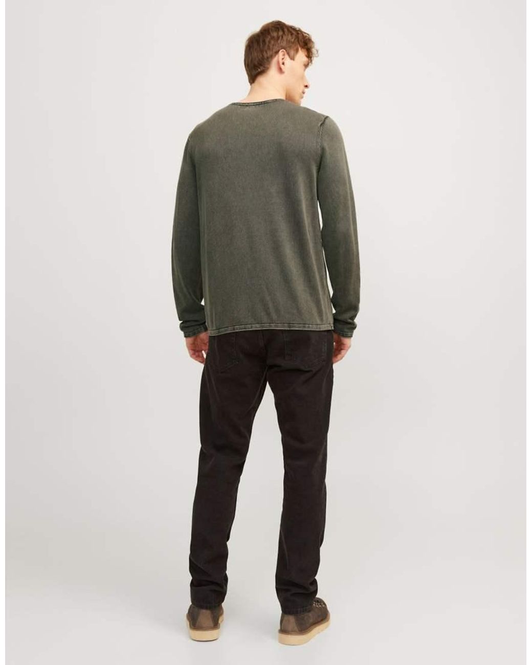 Jack & Jones Leo Gebreide Trui Met Ronde Hals in het Gray voor heren