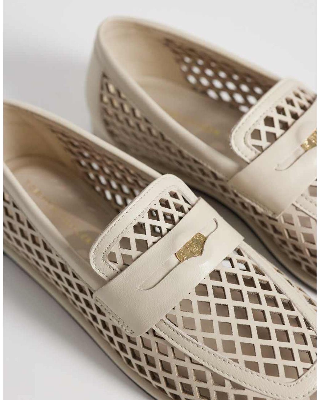 Tommy Hilfiger White Laser Cut Coin Loafer