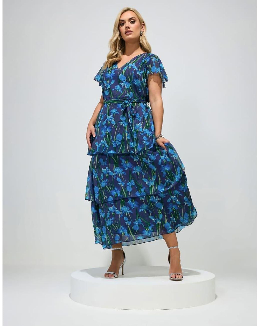 Yours Clothing Blue Floral Tiered Maxi Dress