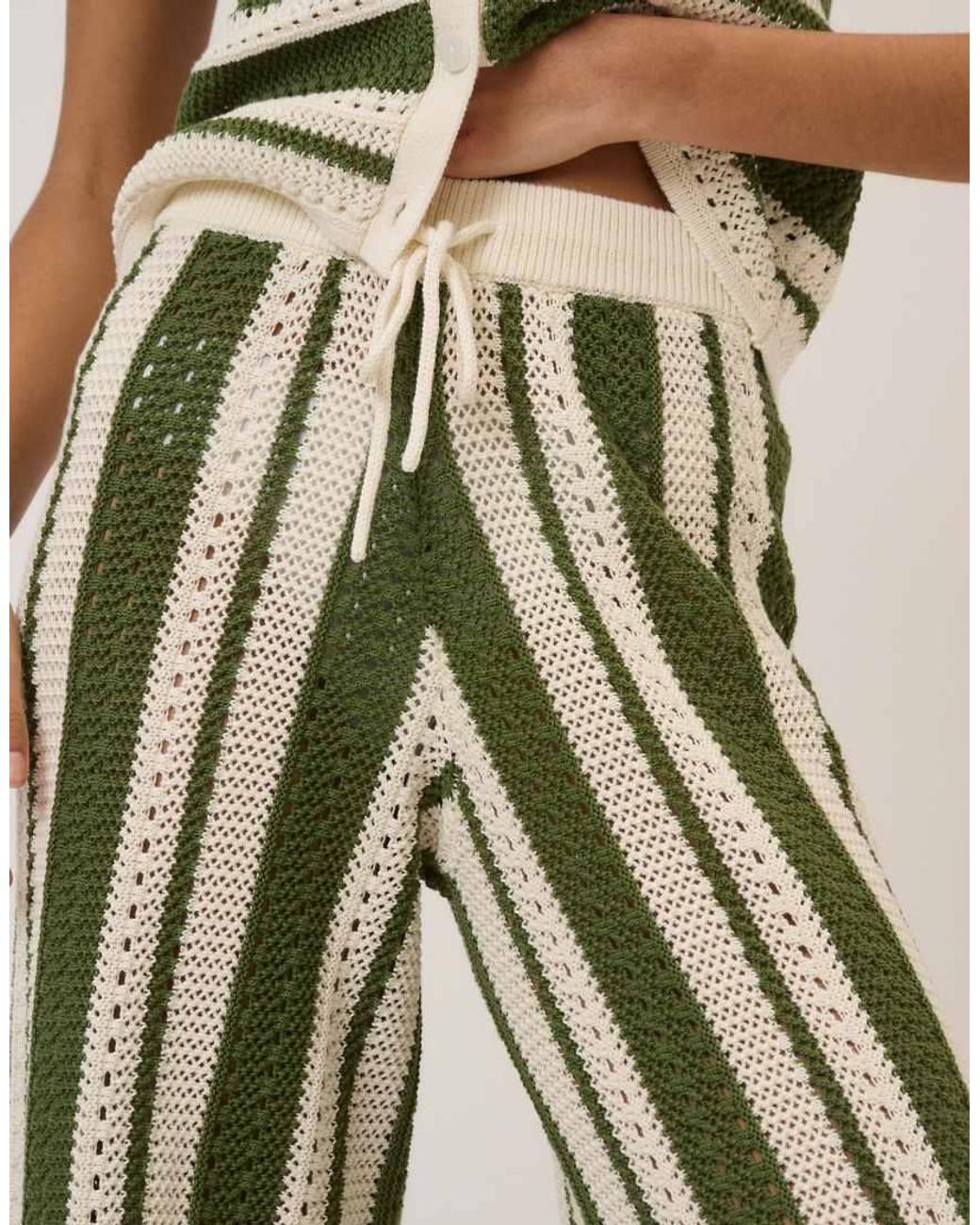 Nobody's Child Multicolor Cotton Crochet Drawstring Waist Resort Trousers Co-ord
