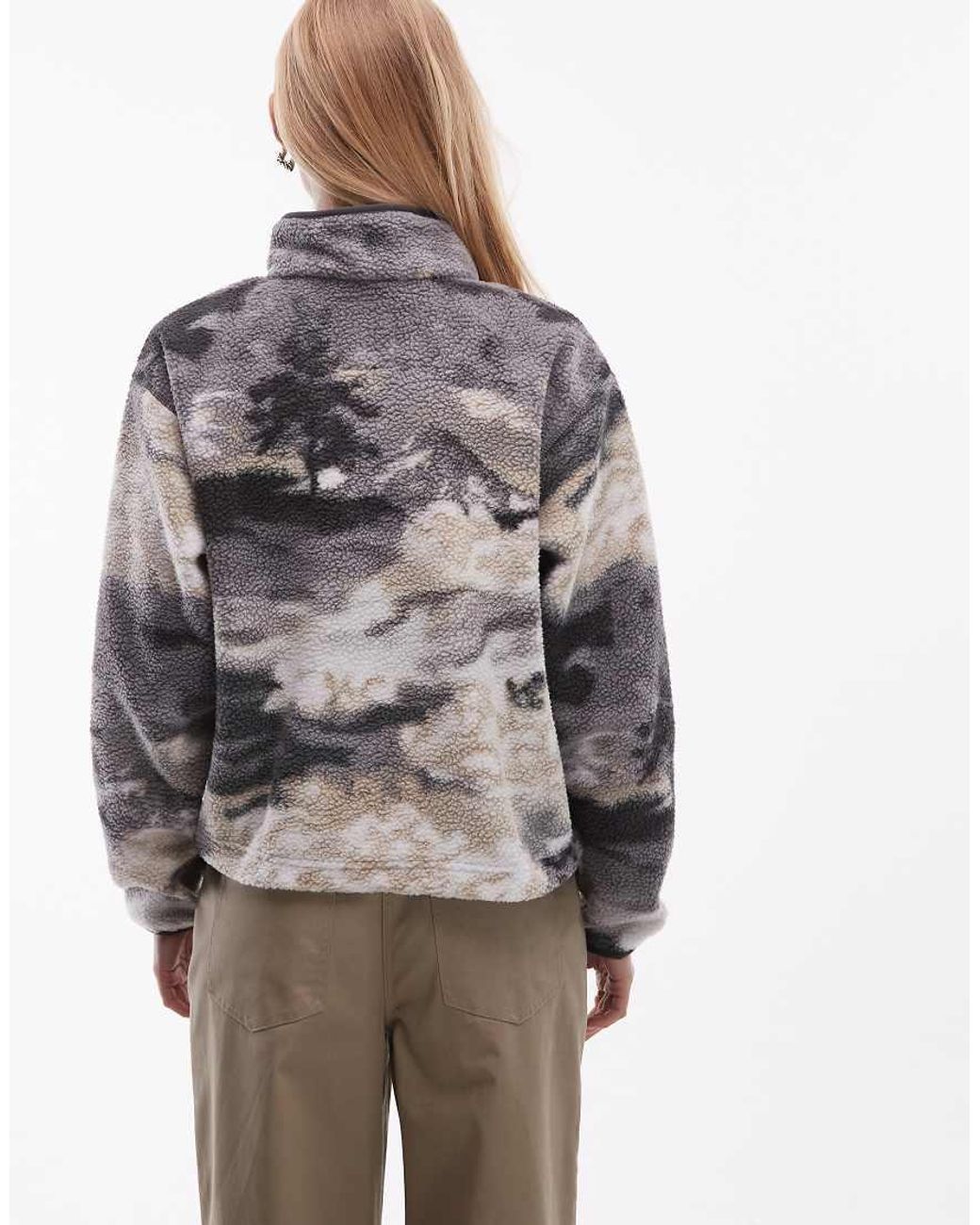 Columbia Gray Helvetia Ii Printed Cropped Half Snap Fleece