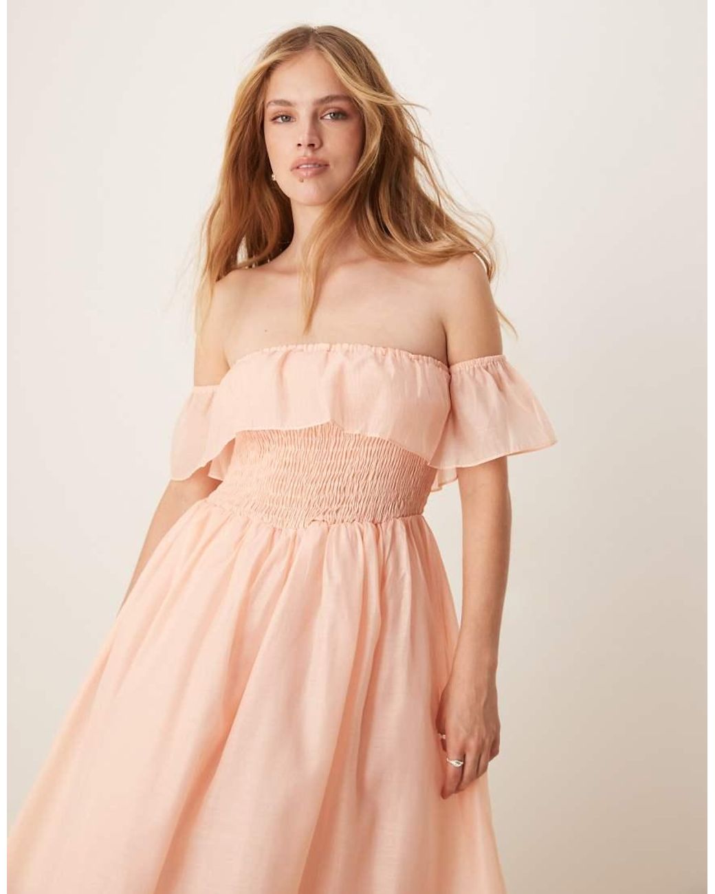 True Decadence Natural Strapless Midi Dress