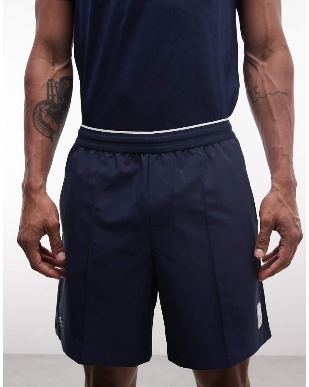 Lacoste Blue Tennis Performance Drawstring Logo Shorts for men