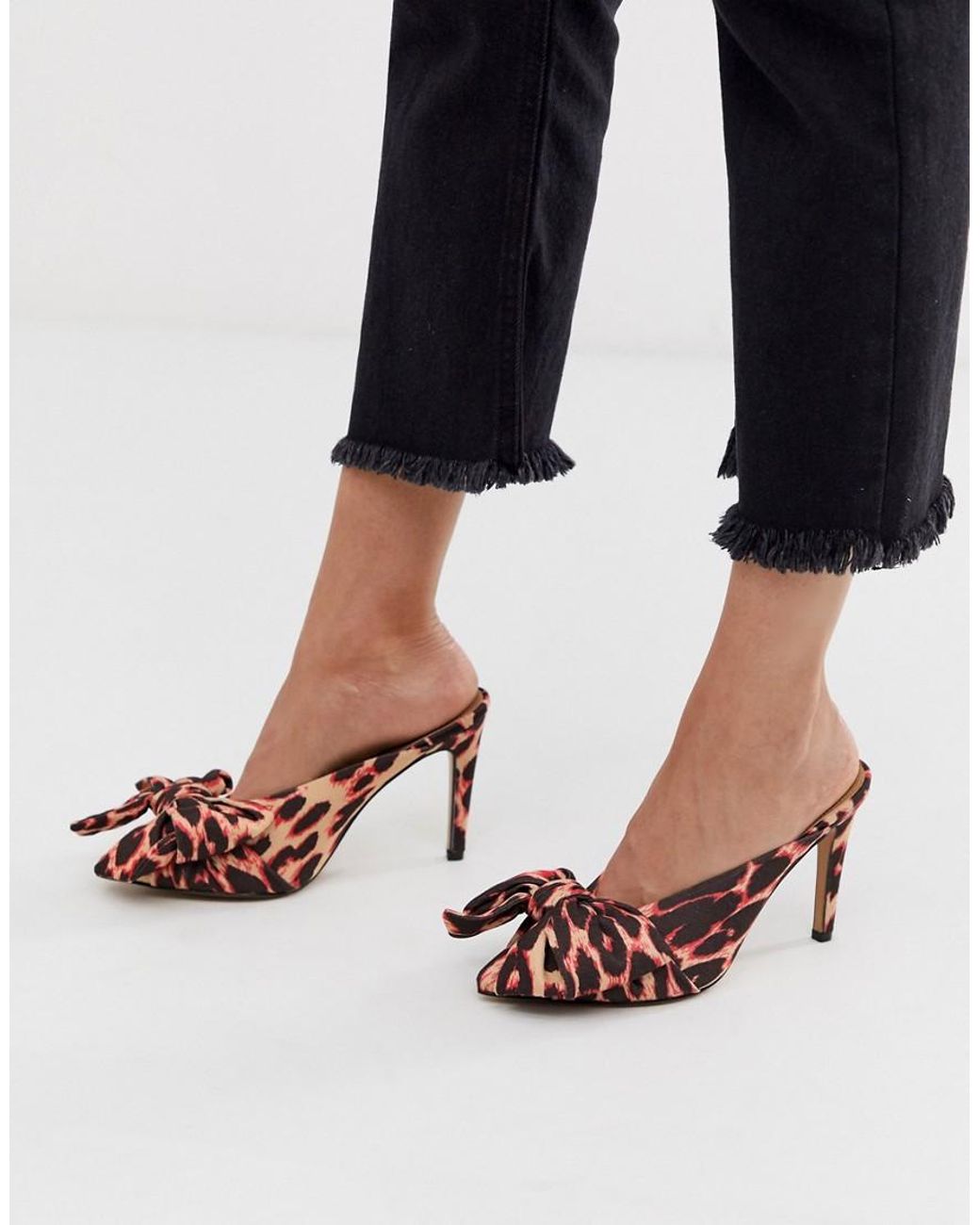 ASOS DESIGN ASOS DESIGN Phillis flared high heel mules in leopard print Pink from ASOS (USA) | myweddingShop ASOS DESIGN ASOS DESIGN Phillis flared high heel mules in leopard print Pink from ASOS (USA) | myweddingShop