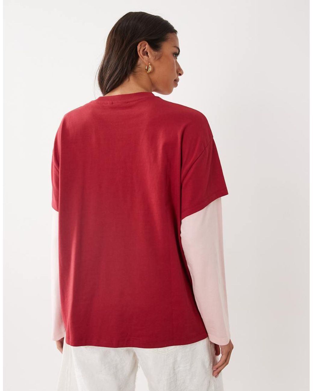 ASOS Red Oversized Double Layer T-shirt