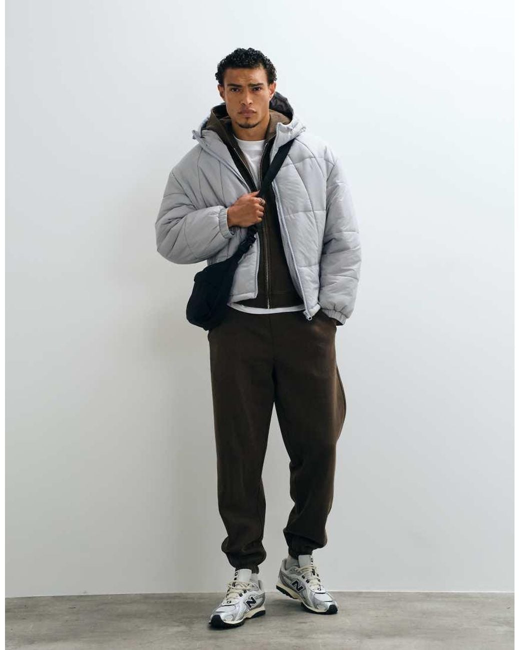 ASOS Gray Quilted Puffer Jacket for men