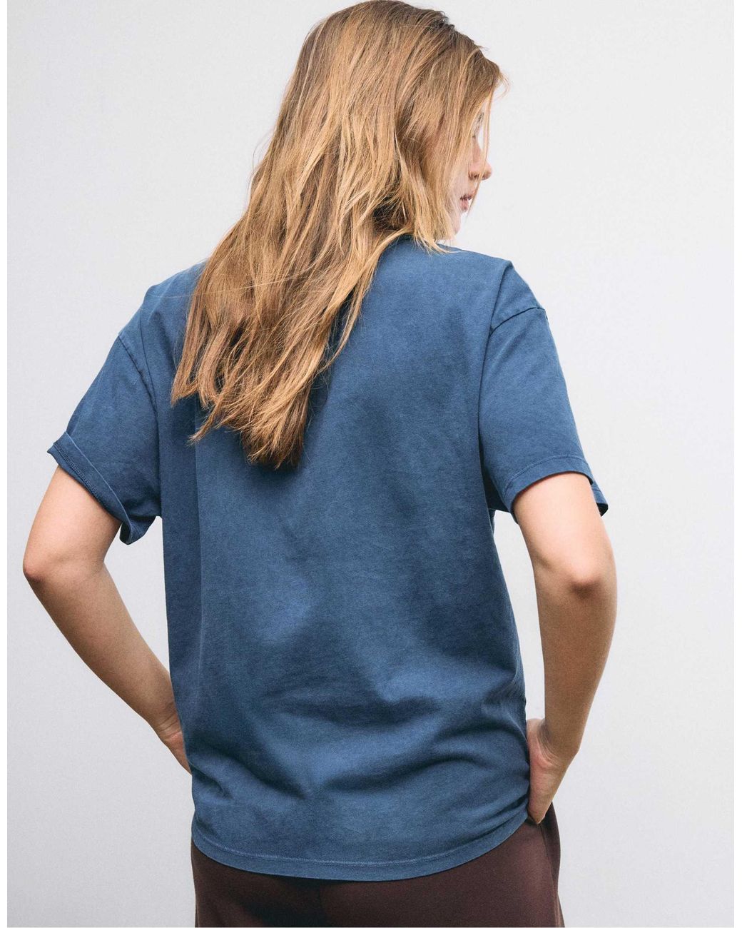 T-shirt manches courtes à imprimé graphique et appliqué Stradivarius en coloris Blue