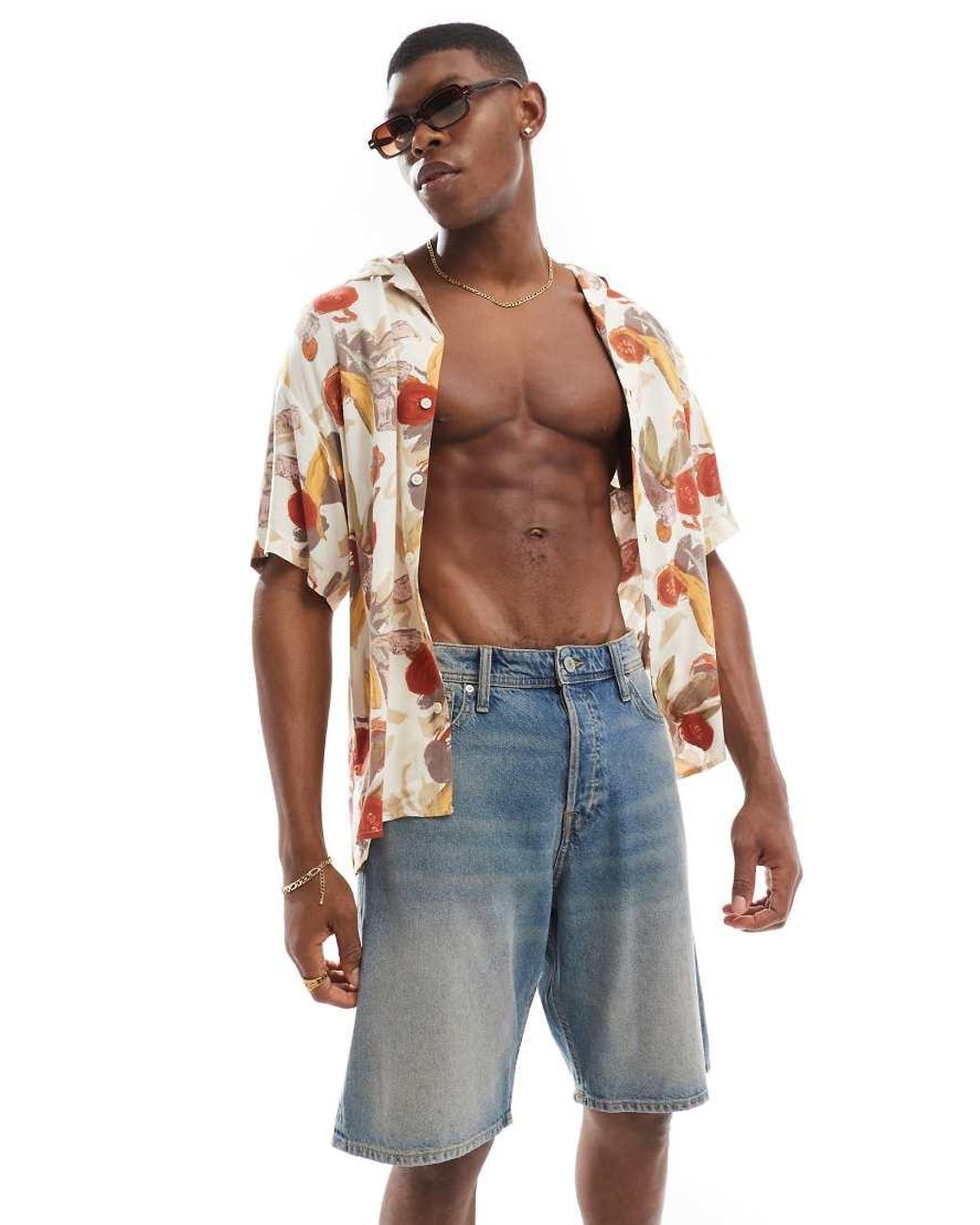 Jack & Jones Blue Alex baggy Fit Denim Jorts for men