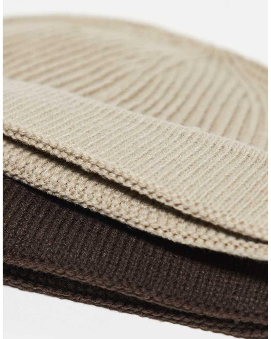 Only & Sons White 2 Pack Fisherman Beanie Hats for men