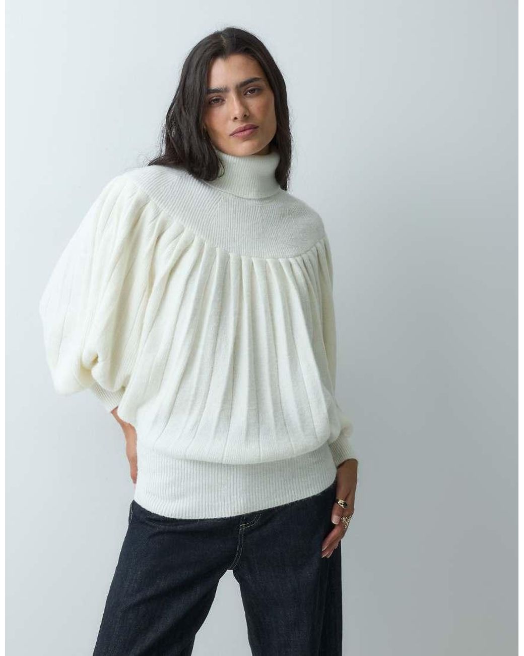 ASOS Gray Pleated Turtleneck Sweater