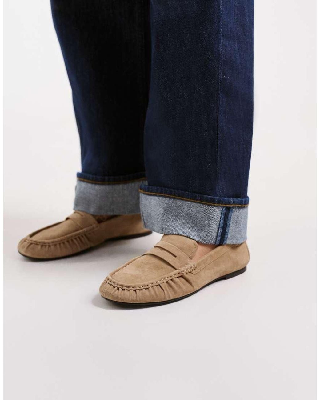 Vagabond Blue Shoemakers Aleya Suede Ruched Penny Loafer