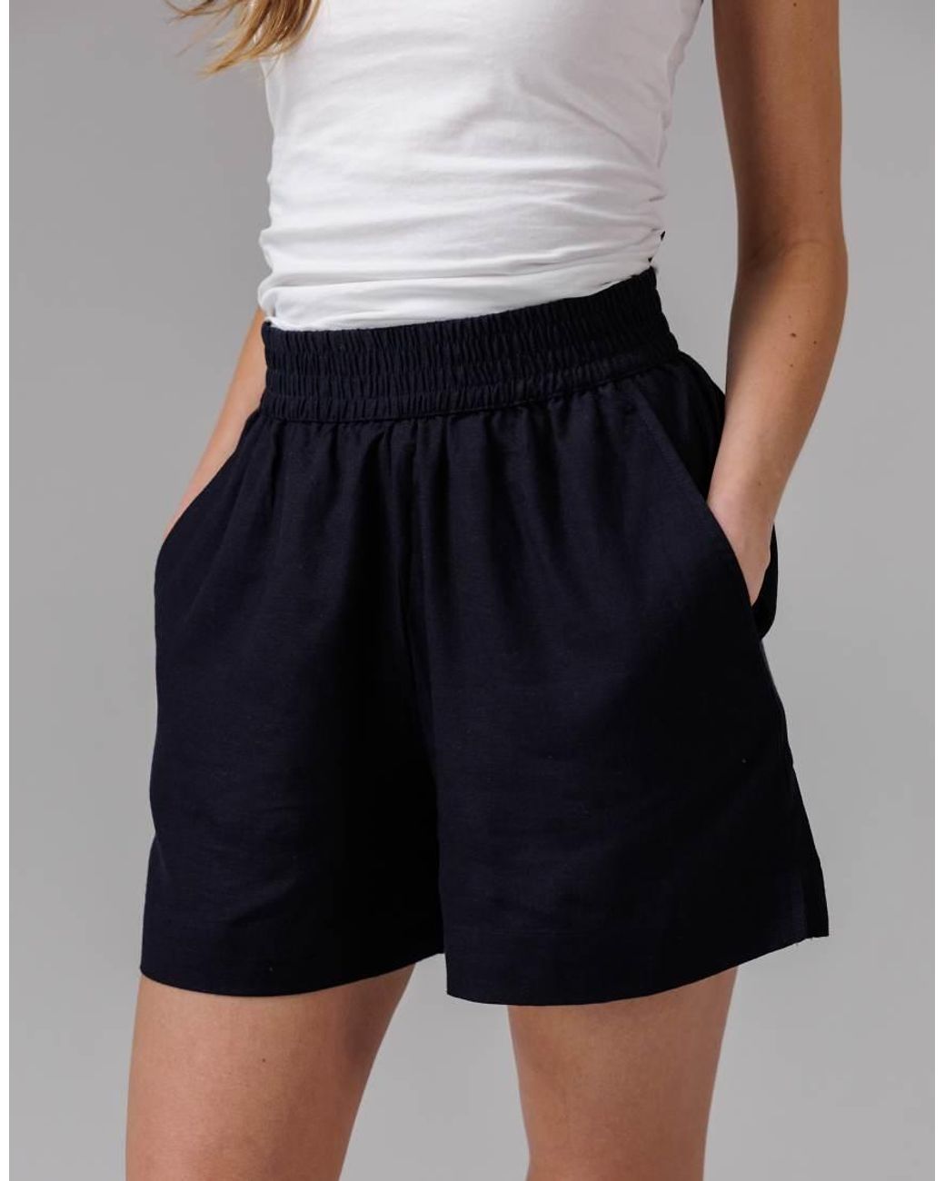 French Connection Black Elasticated Waist Shorts