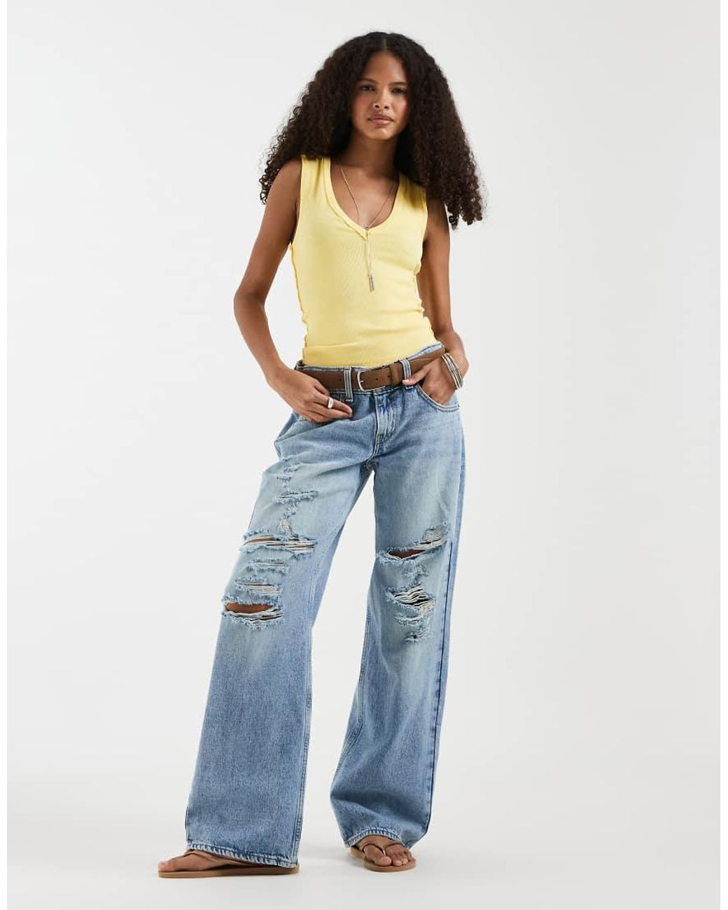 Free People Neria Tanktop Met V-Hals in het Yellow