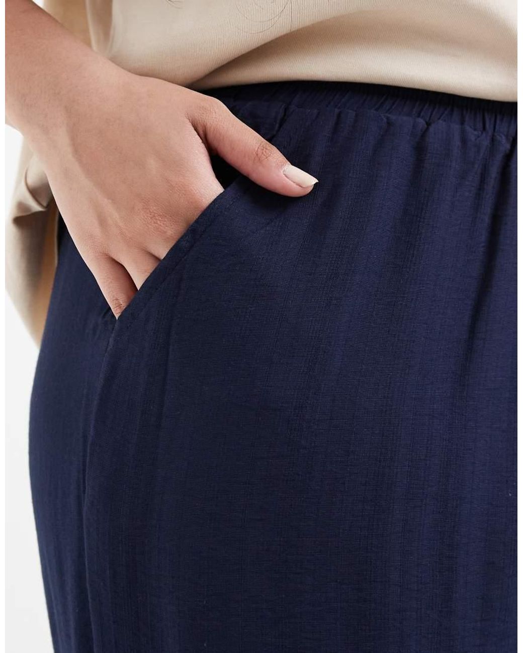 ONLY Blue High Waist Textured Pants