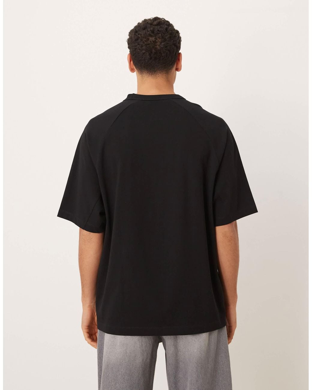 ASOS Black Heavyweight Oversized T-shirt With Panels And Chest Embroidery for men