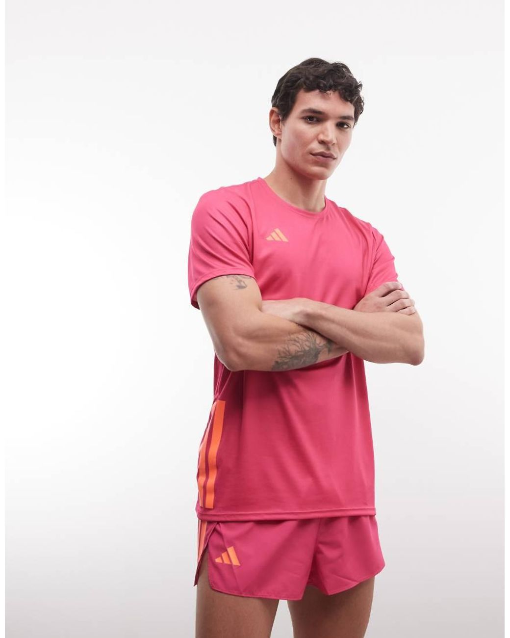 Adidas Originals Pink Adidas Running Adizero T-Shirt for men