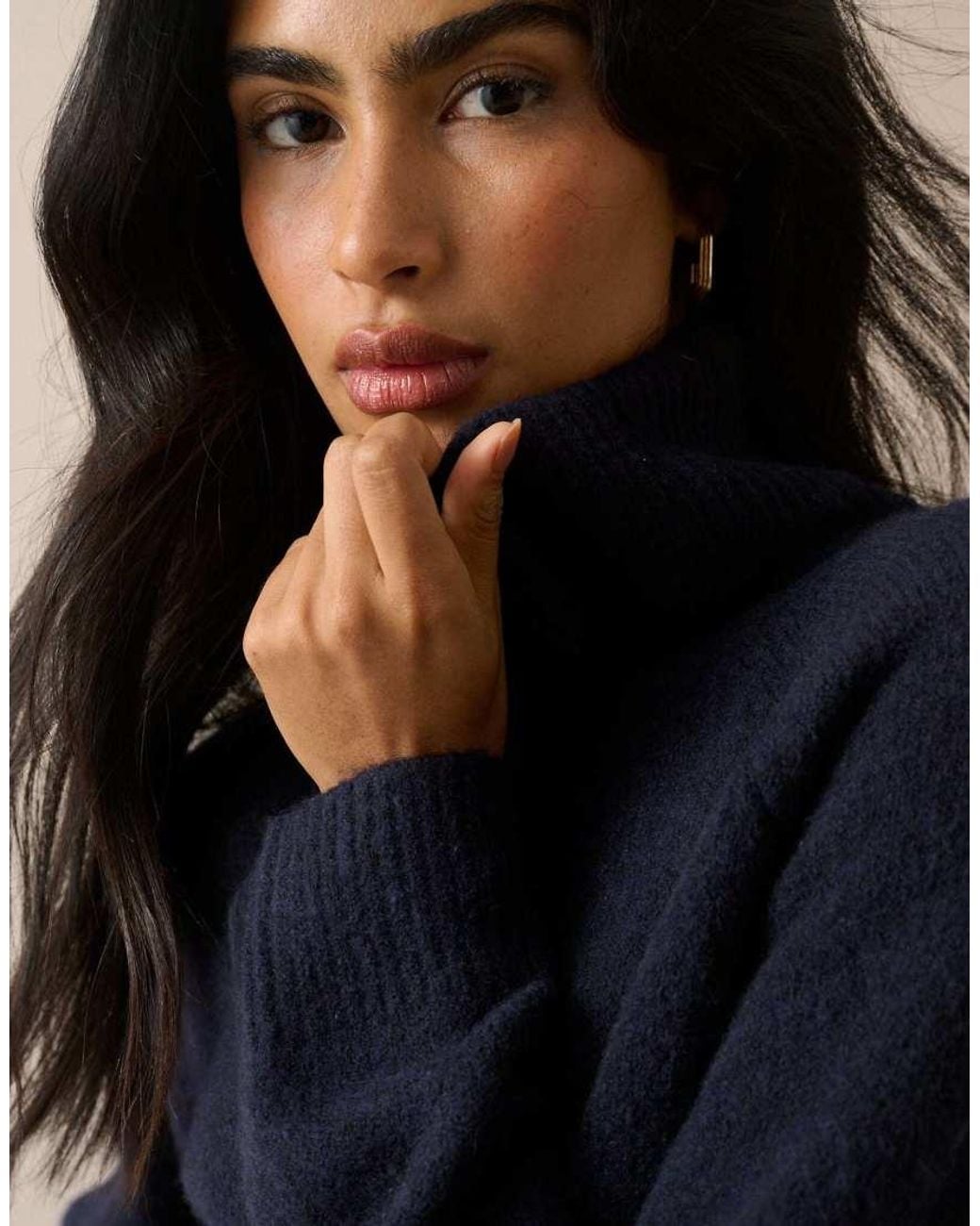 Nobody's Child Blue Roll Neck Oversized Jumper