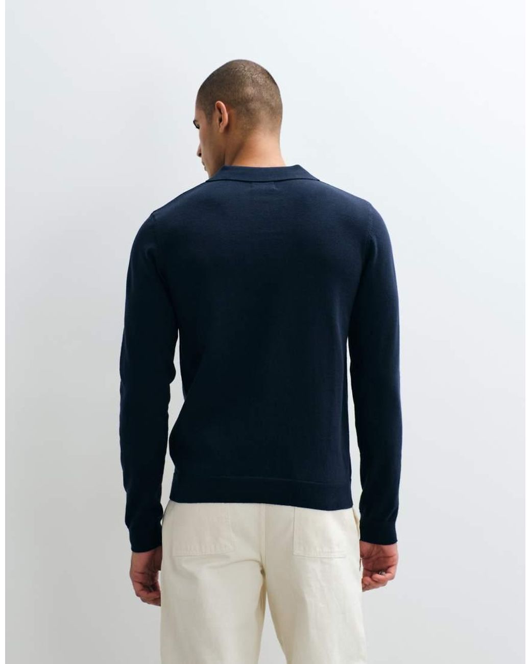 Threadbare Blue Knitted Trophy Neck Jumper for men