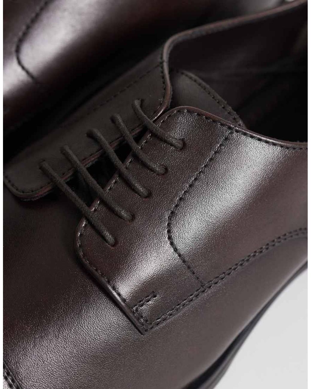 ASOS Brown Lace Up Derby Shoes With Toe Cap for men