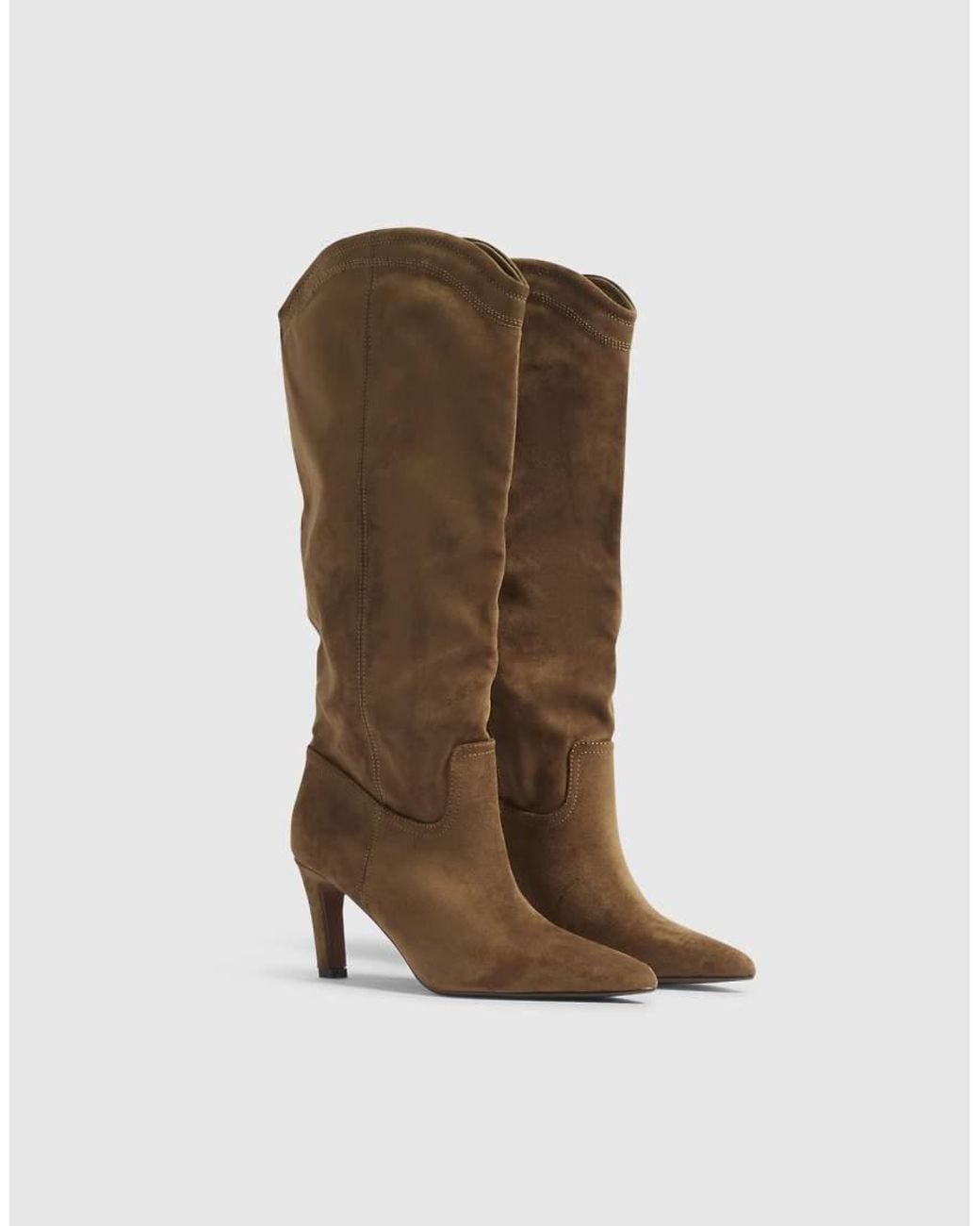 River Island Brown Faux Suede Knee High Boots
