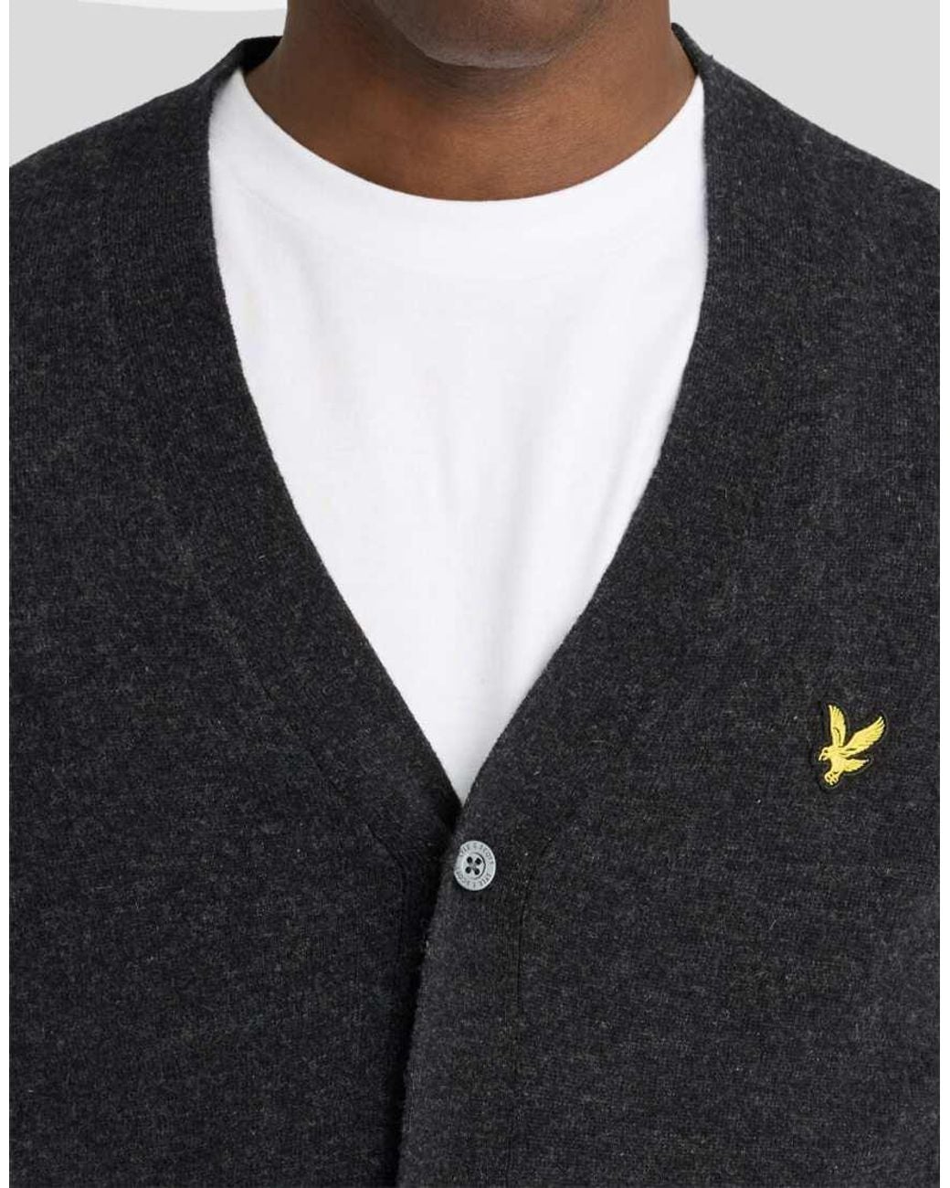 Lyle & Scott Gray Mid Knits Lambswool Blend V Neck Cardigan for men
