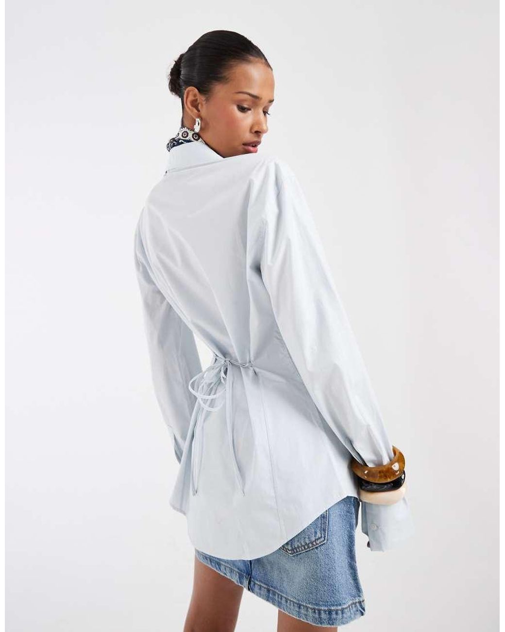 & Other Stories White Pure Cotton Poplin Shirt With Back Tie Detail
