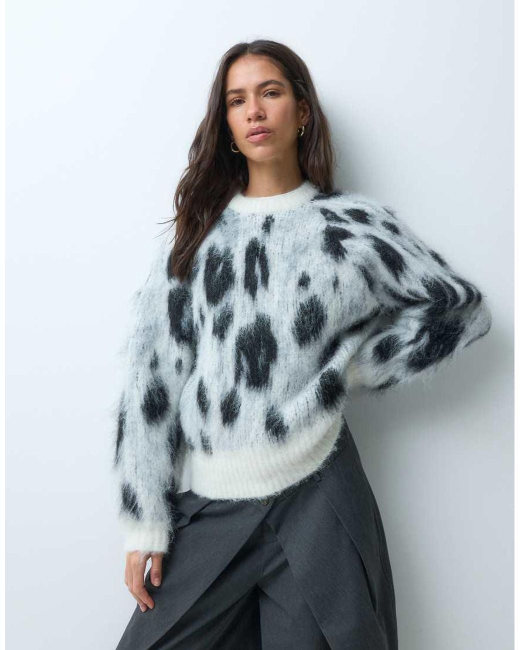 ASOS Gray Crew Neck Brushed Sweater